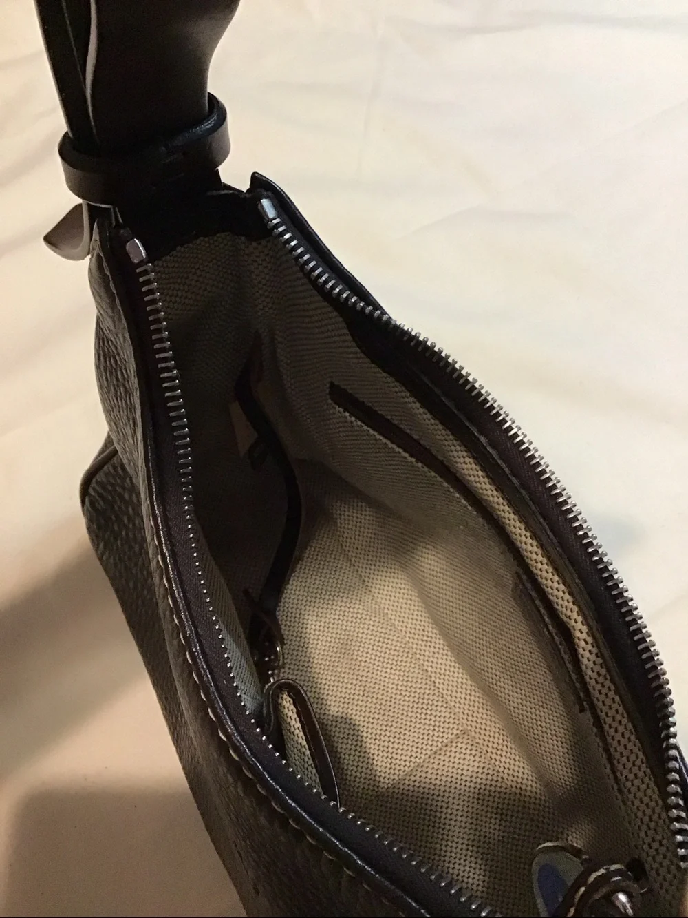Dooney & Bourke Hobo Bag, Lined, Black Pebbled Leather